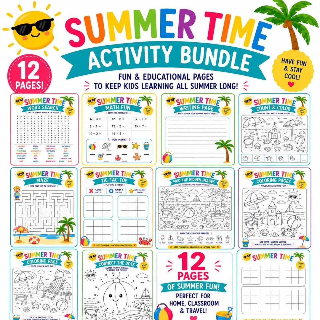 Summer Activity Bundle for Kids | Printable Learning Worksheets ...