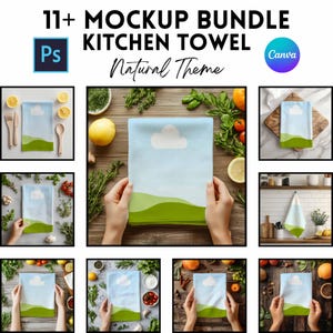 Kitchen Towel Mockup | Tea Towel Mock Up | Print On Demand | Canva And PSD Mockups