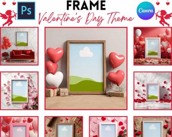 Valentines Frame Mockup | Wall Art Mockup | Printify | PSD And Canva Template
