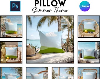 Summer Pillow Mockups | Mockups For Listing Images | Print On Demand | Digital Download