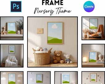 Nursery Wall Art Mockup | Frame Mockup | Digital Download | PSD And Canva Template