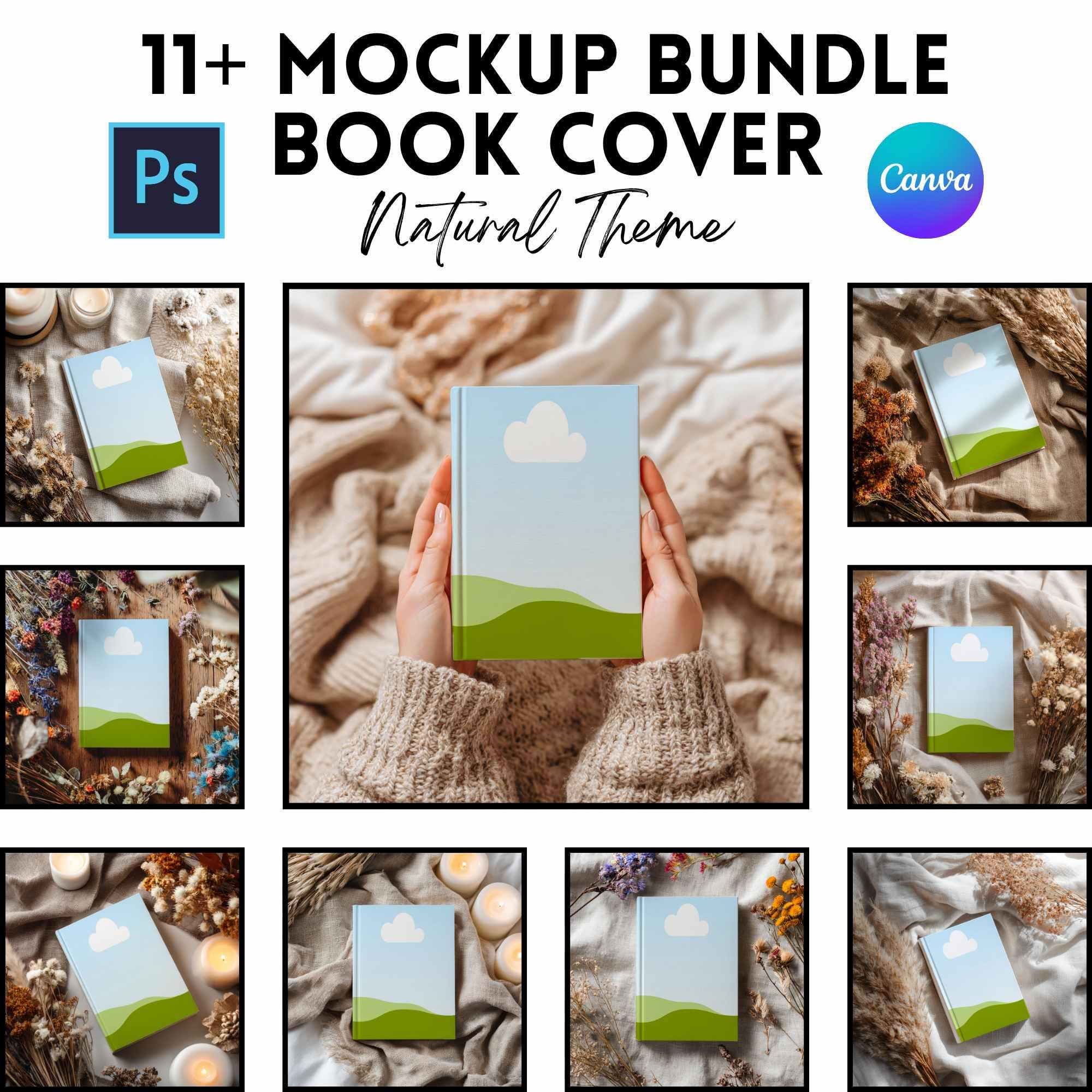 Boho Book Cover Mockups | Journal Template | Digital Download | PSD And Canva