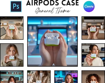 Airpods Case Mockups | Airpods Case Cover | PSD And Canva Template | Digital Download