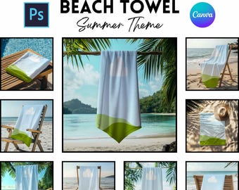 Beach Towel Mockup Bundle | Summer Design Template | Digital Download
