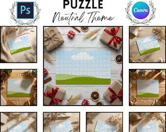 Puzzle Mockup | Jigsaw Puzzle | Listing Image Mockups | PSD And Canva Template