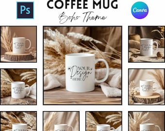 Boho Mug Mockups | Coffee Mug | Print On Demand | Mockups For Listing Images