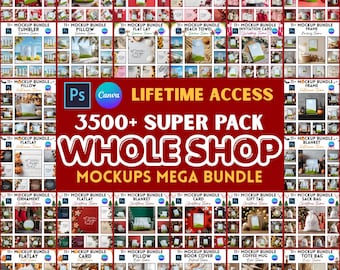 Komplettes Shop-Mockup-Paket | Vorlagen für Angebotsbilder | Komplette Shop-Mockups | Printify | PSD und Canva