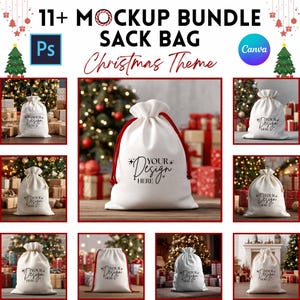 Julklappspåse Mockup | PSD- och Canva-mall | Digital nedladdning