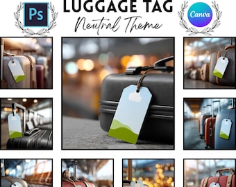 Luggage Tag Mockup | Suitcase Tag | PSD And Canva Template | Digital Download