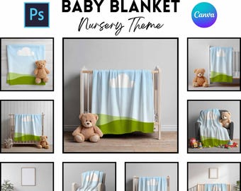 Baby Blanket Mockups | Throw Blanket Couch  | Print On Demand | Digital Download | Printify Mockup