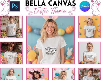 Easter White Bella Canvas 3001 Mockups | Tshirt Mockup | Print On Demand | Digital Download