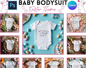 Easter Baby Bodysuit Mockup | Toddler Clothes | Digital Download | PSD And Canva Template