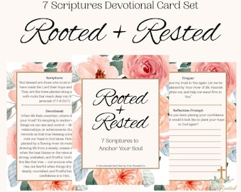 Ausgeruht + gewurzelt | 7-Tage Schriftkarten-Set | Christliche Printable | Bibel-Vers-Karten | Auf dem Glauben basierende Reflexionsaufführungen | Digitaler Download