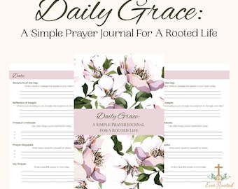 Tägliches Grace Digitales Gebetstagebuch | Druckbare christliche Zeitschrift für Frauen | 150 Seiten Schrift, Dankbarkeit & Gebetsanfragen | PDF Glaube