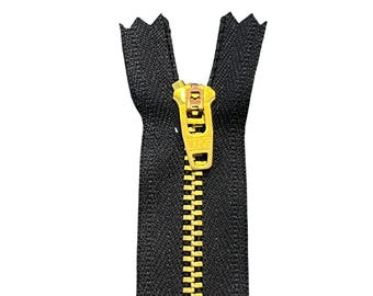 Fermeture à glissière inférieure fermée YKK en laiton noir - Fermeture à glissière en métal de 21 pouces
