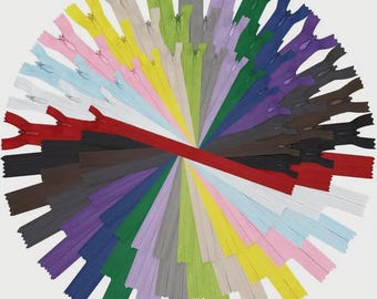 Fermetures à glissière invisibles de 7 po. - Couleurs assorties, 50 pièces