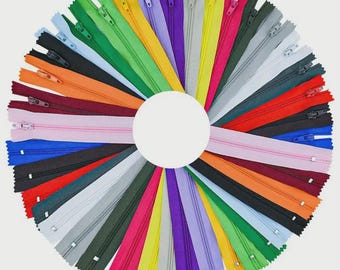 Fermetures à glissière en nylon de 20 cm (8 po.) - Paquet de 50 couleurs assorties