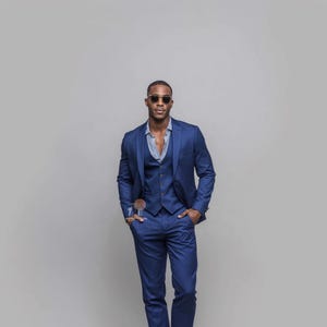 Premium ROYAL BLUE 3 Piece Slim Fit Suit for Men, Wedding & Formal Attire Men-Tailored suit  best suit for Weddings and formal ceremonies