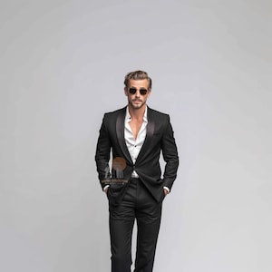 Luxury Black 2 Piece Slim Fit Tuxedo Suit for Men Wedding & Formal Attire Men-Tailored suit and best suit for Wedding and party