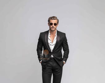 Luxury Black Slim Fit Tuxedo: Men's Wedding & Formal Suit