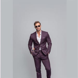 Luxury PURPLE 2 Piece Slim Fit Suit for Men, Wedding & Formal Attire Men-Tailored suit and best suit for groomsmen&#39;s and formal ceremonies