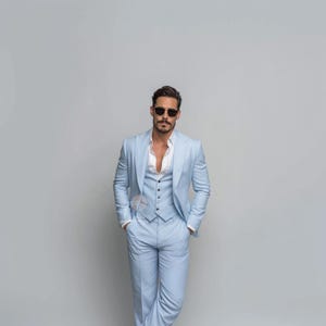 Luxury SKY BLUE 3 Piece Slim Fit Suit for Men, Wedding & Formal Attire Men-Tailored suit  best suit for Weddings and formal ceremonies