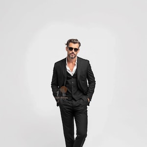 All Look BLACK 3 Piece Slim Fit Suit for Men, Wedding & Formal Attire Men-Tailored suit best suit for Weddings and formal ceremonies