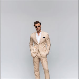 Luxury Light BEIGE 2 Piece Slim Fit Suit for Men Wedding & Formal Attire Men-Tailored suit and best suit for groomsmen and formal Events