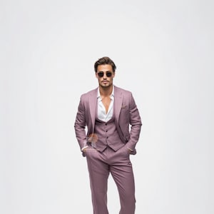 Precious DUSTY PURPLE 3 Piece Slim Fit Suit for Men, Wedding & Formal Attire Men-Tailored suit  best suit for Weddings and formal ceremonies