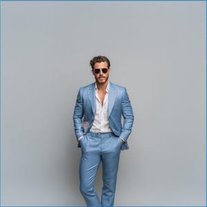 Attractive and Classic SKY BLUE 2 Piece Slim Fit Suit for Men, Wedding & Formal Attire Men-Tailored suit and best suit for groomsmen