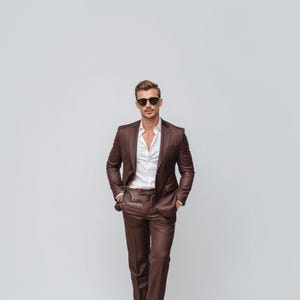 Elegant and Luxury BROWN 2 Piece Slim Fit Suit for Men, Wedding & Formal Attire Men-Tailored suit and best suit for groomsmen&#39;s and all