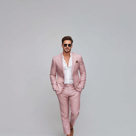 Handmade Dusty Pink Slim Fit Suit: Men's Wedding & Formal Attire - Etsy