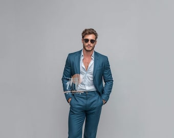 Teal Blue Slim Fit Suit: Men's Wedding & Formal Attire