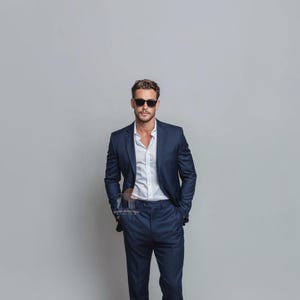 All Time Classic NANY BLUE 2 Piece Slim Fit Suit for Men, Wedding & Formal Attire Men-Tailored suit and best suit for groomsmen&#39;s and all