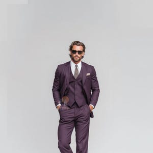 Super Precious Purple 3 Piece Slim Fit Suit for Men, Wedding & Formal Attire Men-Tailored suit  best suit for Weddings and formal ceremonies