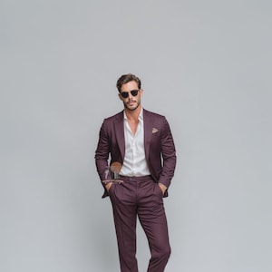 Luxury Evening PURPLE 2 Piece Slim Fit Suit for Men, Wedding & Formal Attire Men-Tailored suit and best suit for Weddings and formal Events