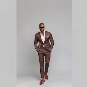 Luxury Chocolate BROWN 2 Piece Slim Fit Suit for Men, Wedding & Formal Attire Men-Tailored suit and best suit for groomsmen&#39;s and all
