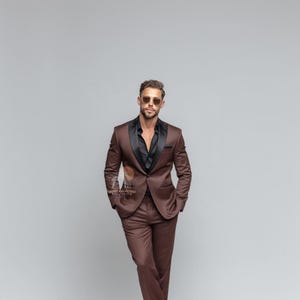 Beautiful Chocolate Brown 2 Piece Slim Fit Tuxedo Suit for Men Wedding & Formal Attire Men-Tailored suit and best suit for Wedding and party