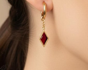 Dainty Garnet Kite Charm: Sterling Silver & 14K Gold DangleChristmas Gift