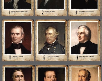 US Presidents Chart – Vintage Style Portraits, Classroom Wall Art (Digital Download)