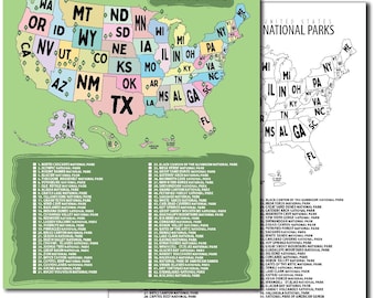 US National Parks Checklist Map | Travel Tracker Poster (Digital Download)