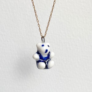 Teddy bear. Miniature teddy. Porcelain charm. Cute, delicate teddy bear charm image 2