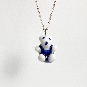 Teddy bear. Miniature teddy. Porcelain charm. Cute, delicate teddy bear charm image 1