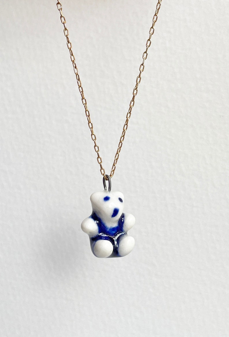 Teddy bear. Miniature teddy. Porcelain charm. Cute, delicate teddy bear charm image 2