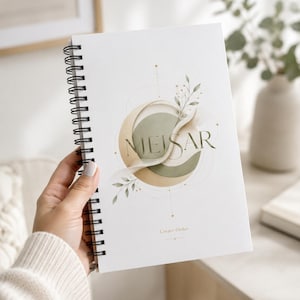 Create Order Spiral Notebook – Sage Green and Gold Dotted Journal with Custom Cover Text