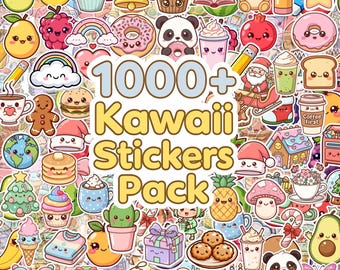 1000+ Kawaii Clipart Mega Bundle — Sticker Pack: Animals, Food, Fruits & More — Commercial Use  ,Transparent