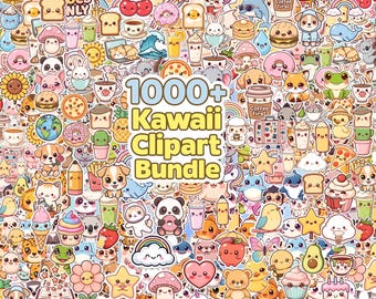 1000+ Kawaii Clipart Mega Bundle — Sticker Pack: Animals, Food, Fruits & More — Commercial Use -Transparent