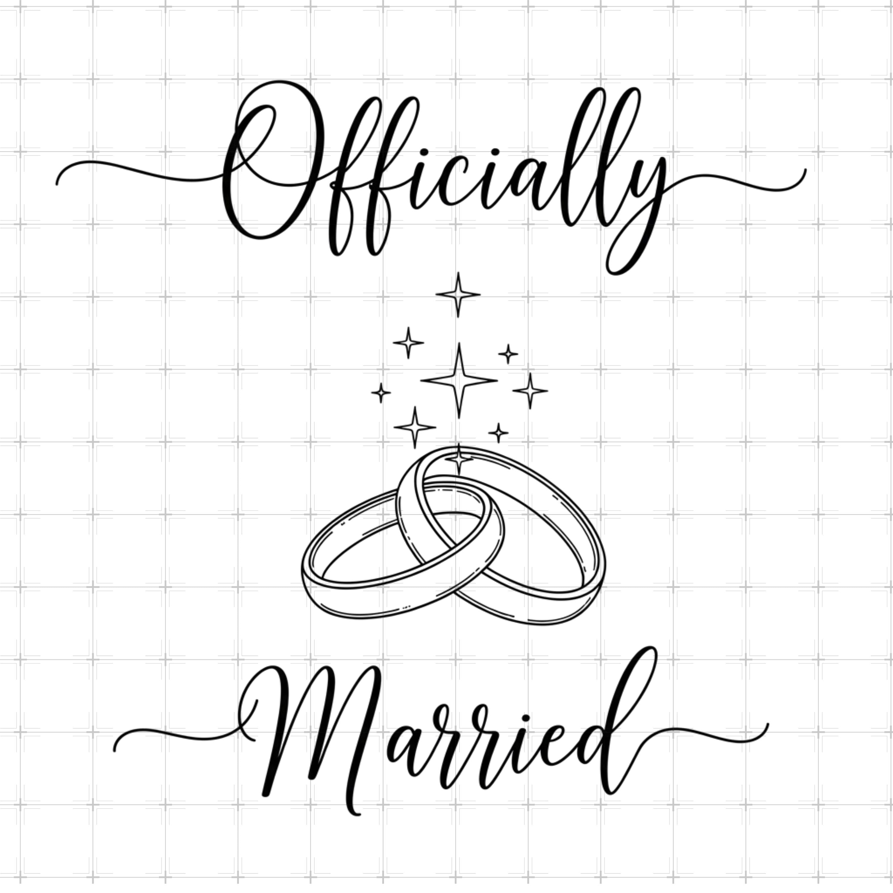 Officially Married Wedding Rings SVG PNG JPG Elegant Calligraphy ...