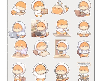 Kawaii puppy character Sticker 65 PNG — Pastel Cat Mascot, Big Head Tiny Body,Transparent