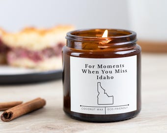 Candela "Quando ti manca l'Idaho" / Regalo per l'orgoglio dello Stato / Candela profumata dell'Idaho / Candela in barattolo di cera di cocco / Regalo per la nostalgia di casa / Regalo per il trasloco